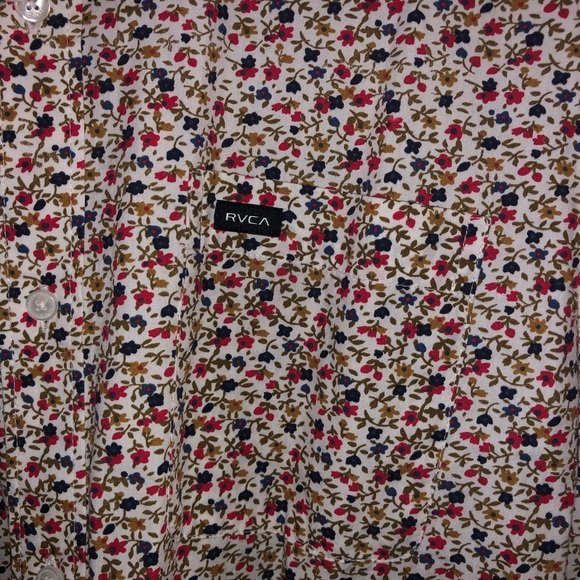 BRAND NEW - RVCA short sleeve button down floral print polo - Picture 3 of 4
